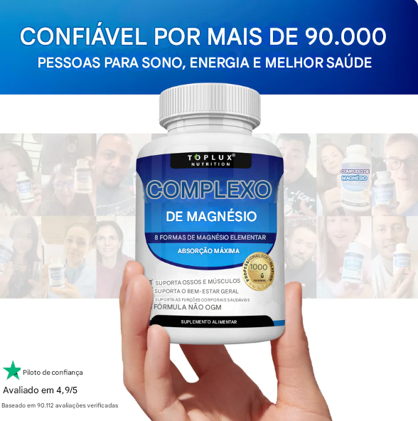 Toplux Complexo de Magnésio 8 Suplemento de Magnésio Essencial 1000mg