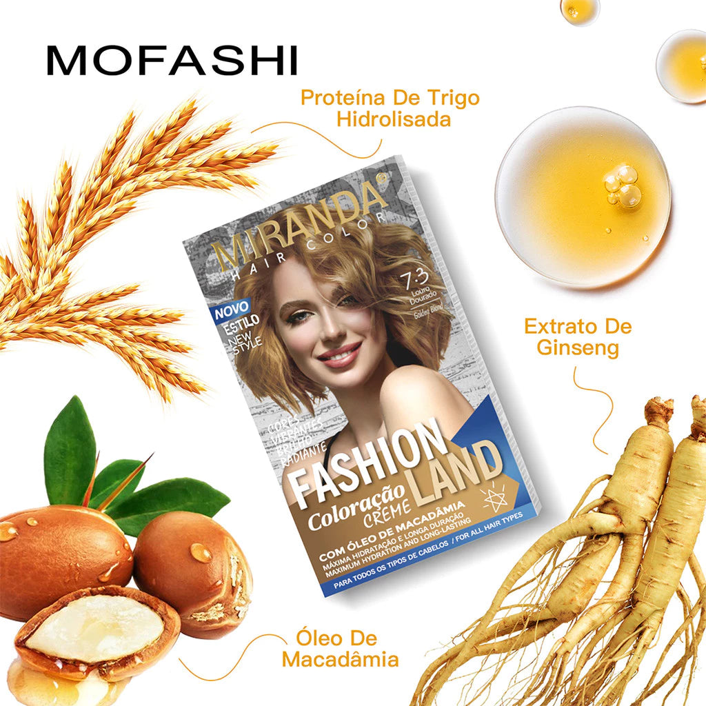 Tintura Permanente para Cabelo Mofashi, unissex, com ingredientes ativos, formulada com ingredientes de alta qualidade para hidratar e reparar profundamente os cabelos.