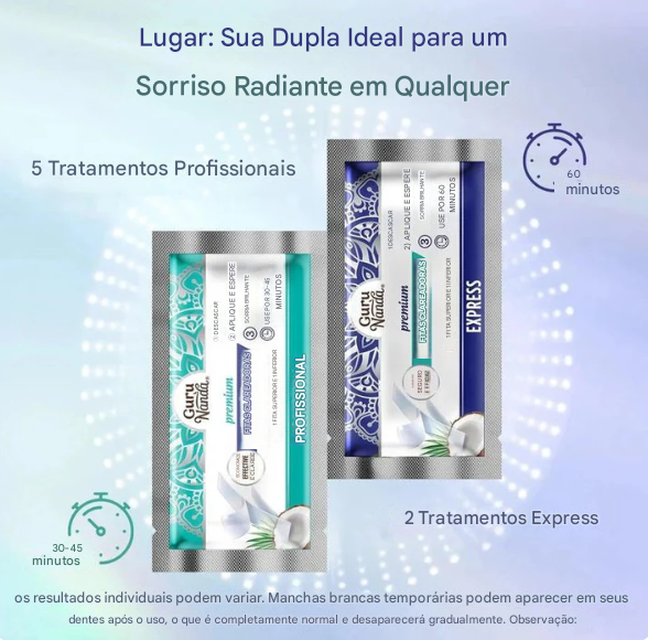 Fitas clareadoras dentais com óleo de coco - clareamento altamente eficaz em 7 dias.