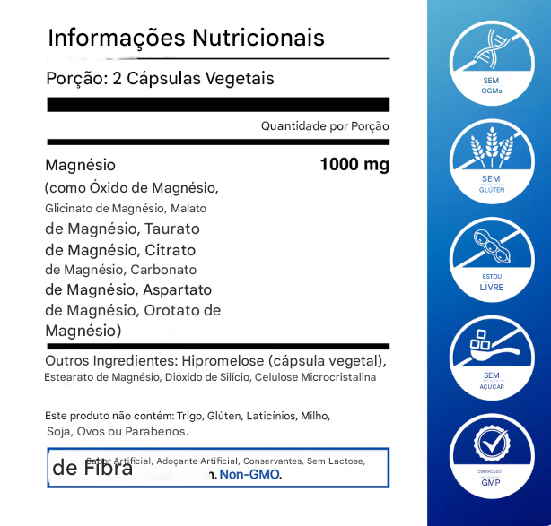 Toplux Complexo de Magnésio 8 Suplemento de Magnésio Essencial 1000mg