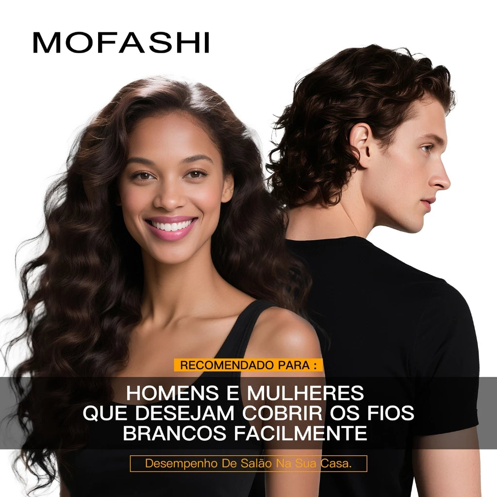 Mofashi Shampoo e Tintura de Cabelo 3 em 1, cobre cabelos brancos, unissex, resultados com qualidade de salão, utiliza tecnologia 3 em 1: limpa, hidrata e tinge o cabelo em uma única etapa.
